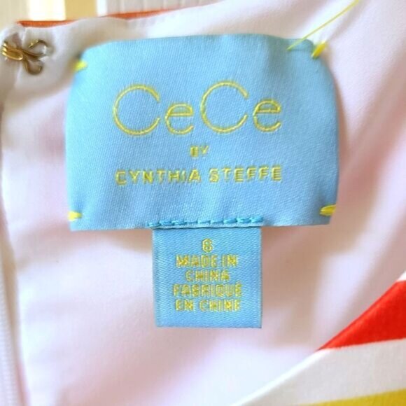 CeCe by Cynthia Steffe 'Yana' Multistripe Georgette Fit & Flare Dress Size 8 - Picture 4 of 7